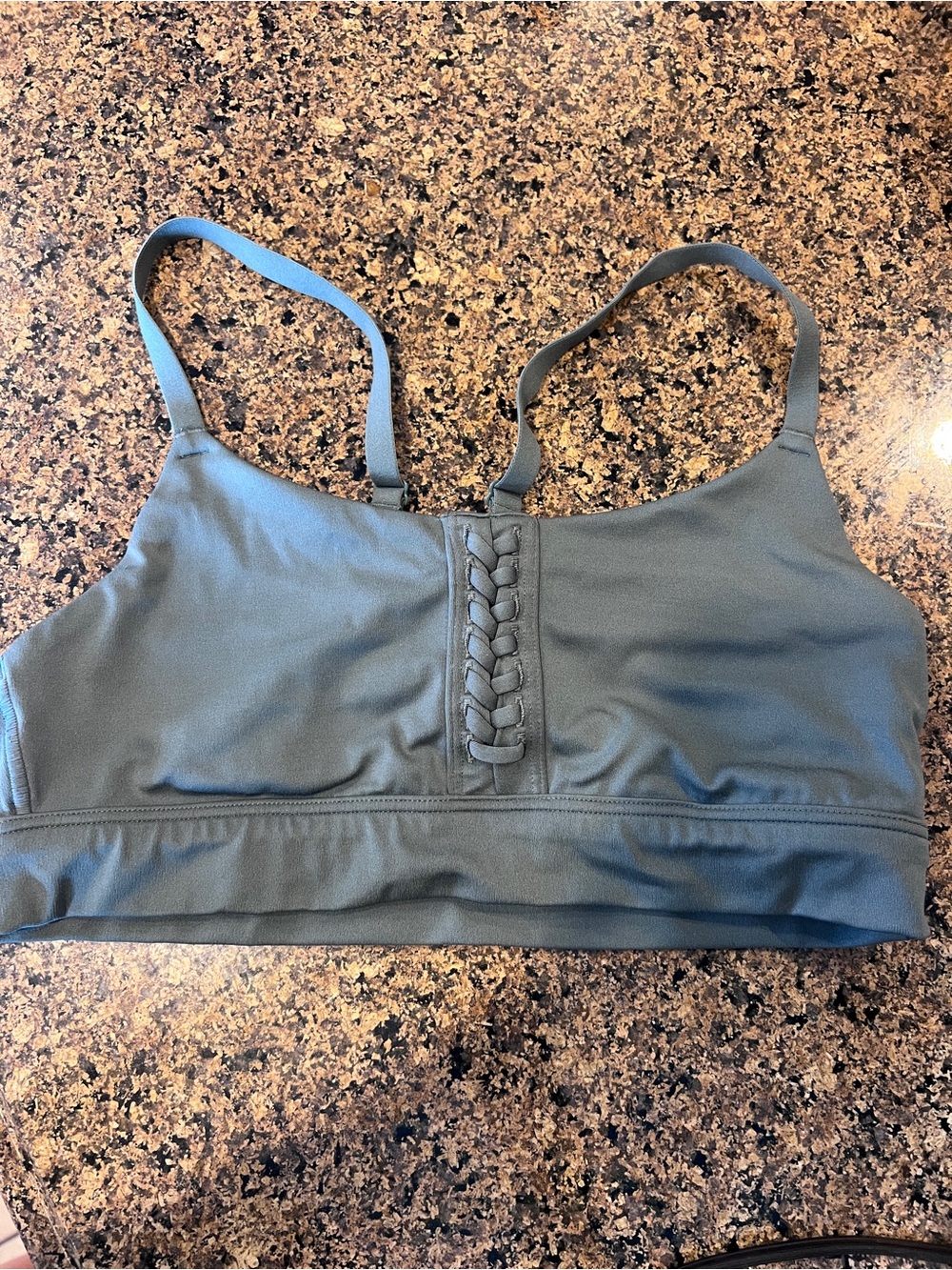 aerie Olive Green Bra-Style Bralette with Braided Front Detail